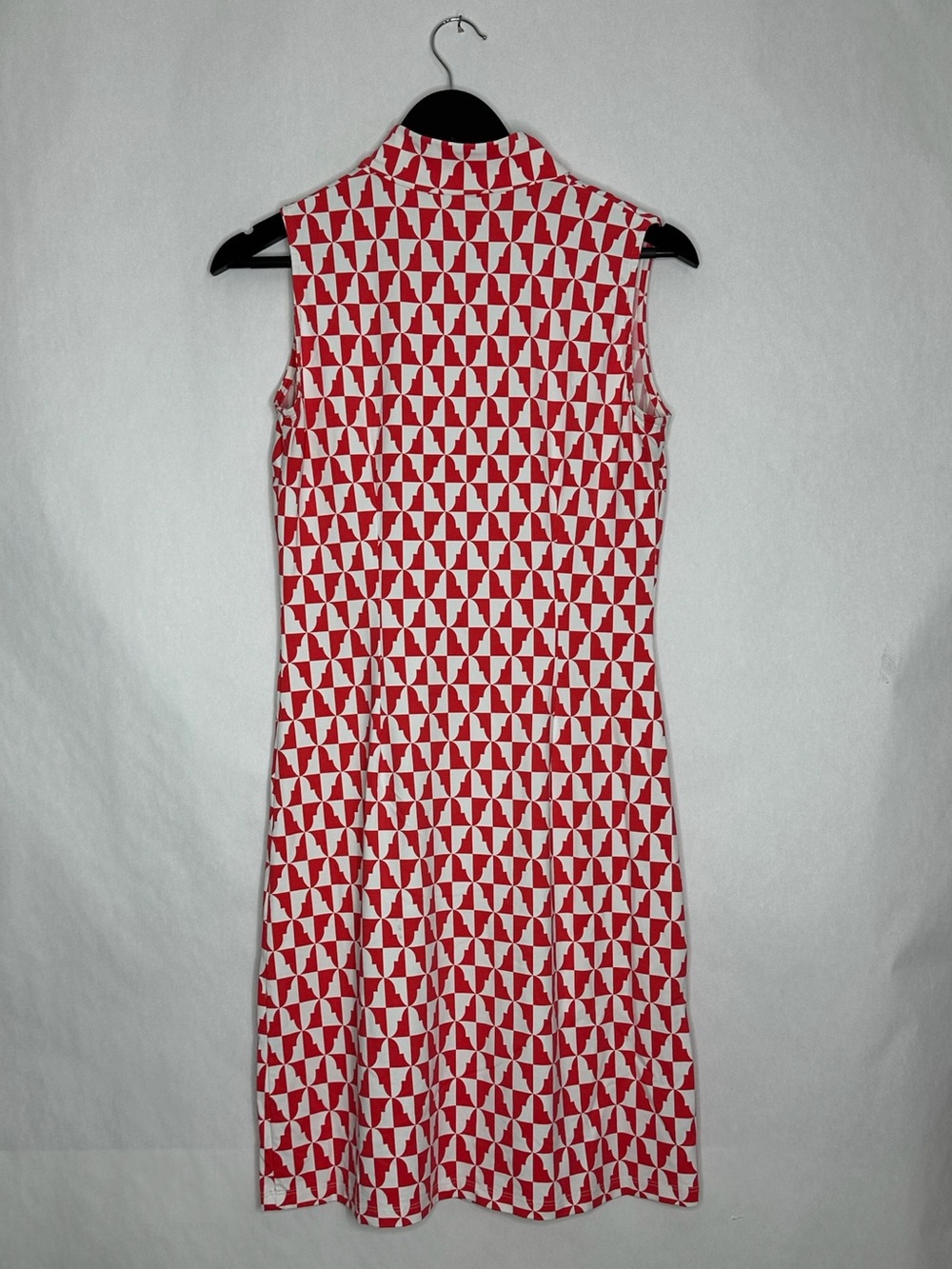 J.McLaughlin Catalina Coral Red White Print Sleeveless Golf Dress Small Preppy - Picture 3 of 6